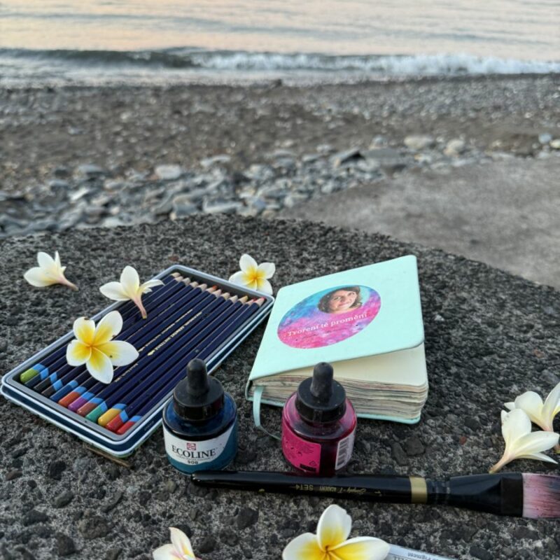 letní arte do kabelky relaxační tvoření třeba na pláži