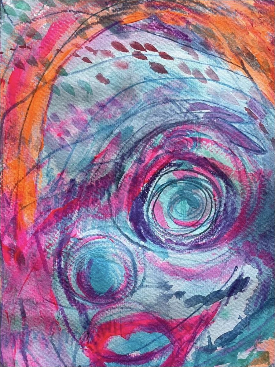 obraz ze společného tvoření v rámci klubu arte pod vedením Radky Rubešové